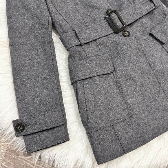 Banana Republic Grey Belted Wool Blend Pea Coat - Picture 4 of 14